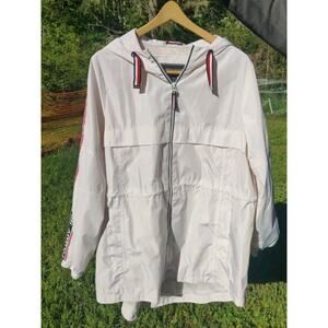 Tommy Hilfiger L White Red Blue Striped Sleeves Outdoor Streetwear Windbreaker